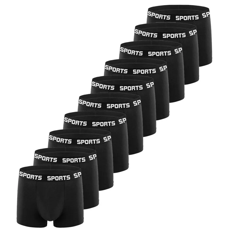 10PCS/Pack Men SPORTS Boxer Shorts Underwear Comfort Trend Panties Man Simple Breathable Underpants Sexy Male Intimate Panties