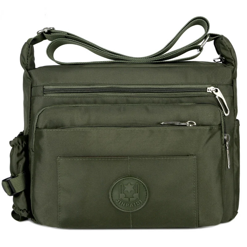 Bolso de hombro Horizontal de gran capacidad para hombre, bandolera de nailon con bolsillo lateral para botella de agua, moda informal