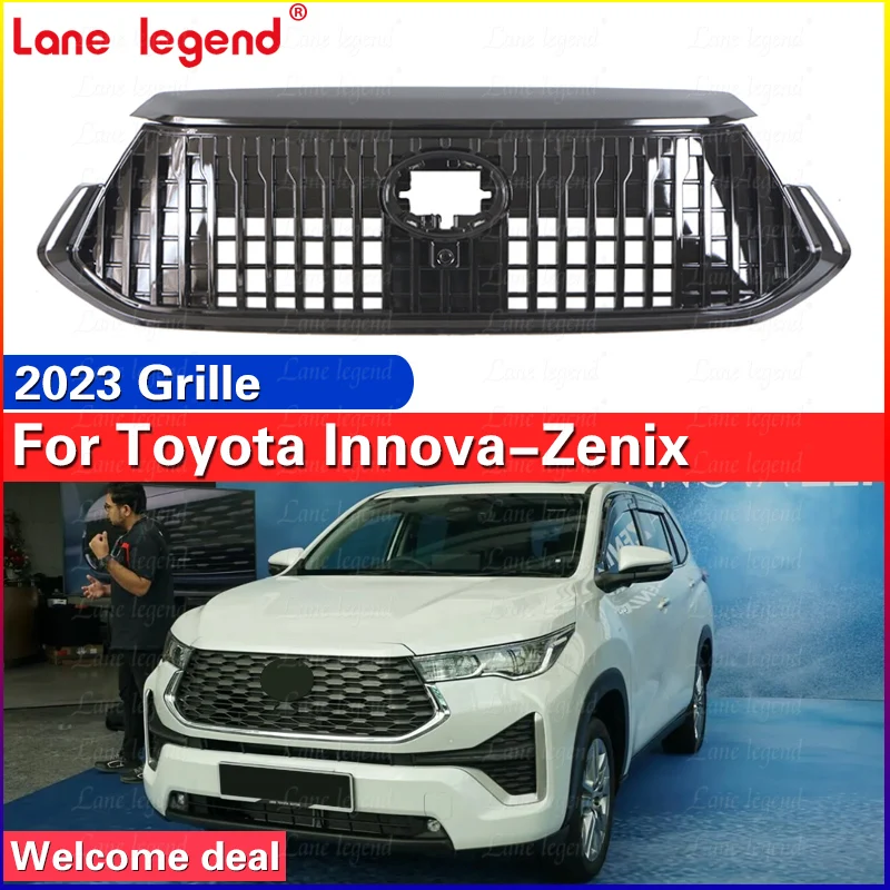 High-end Upgrade New Style Car Anterior Reticulum Auto Parts ABS Mesh Front Grille Black Grille Fit For Toyota Innova-Zenix 2023