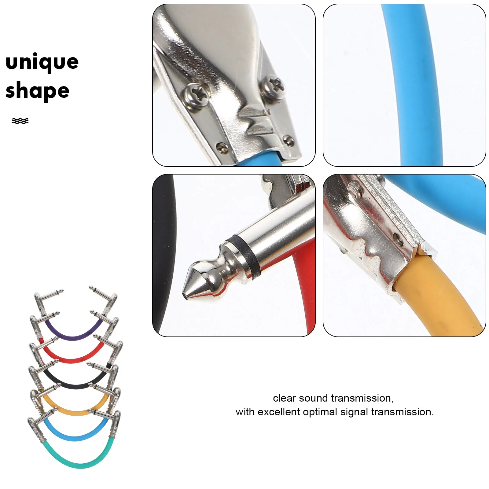 

6pcs Patch Cables PU Copper Connector Pedal Guitar Patch Cable Cord Adapter Electric Guitar Accessories 6.35mm