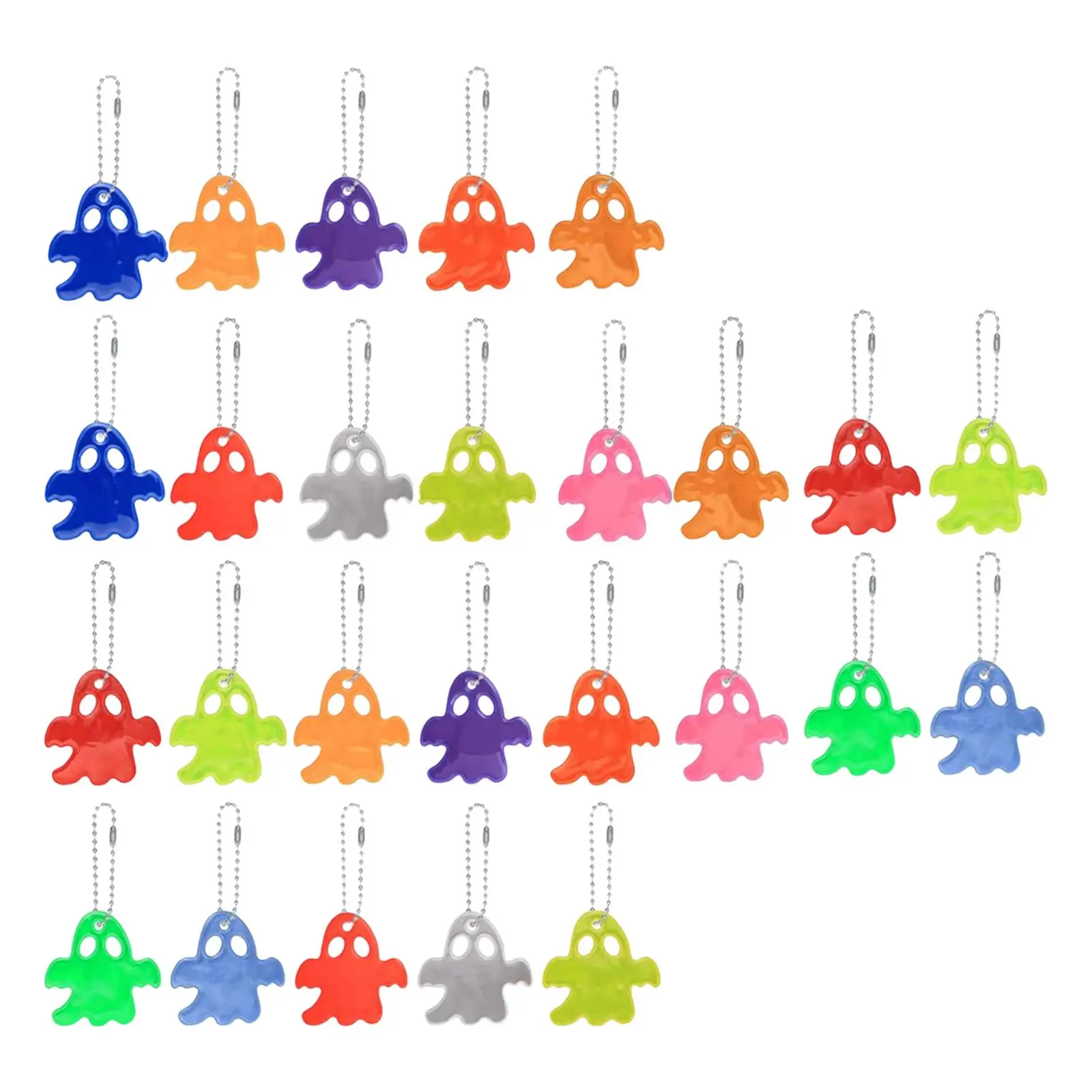 26Pcs Reflector Pendants Keychain Shape for Clothing Rucksack