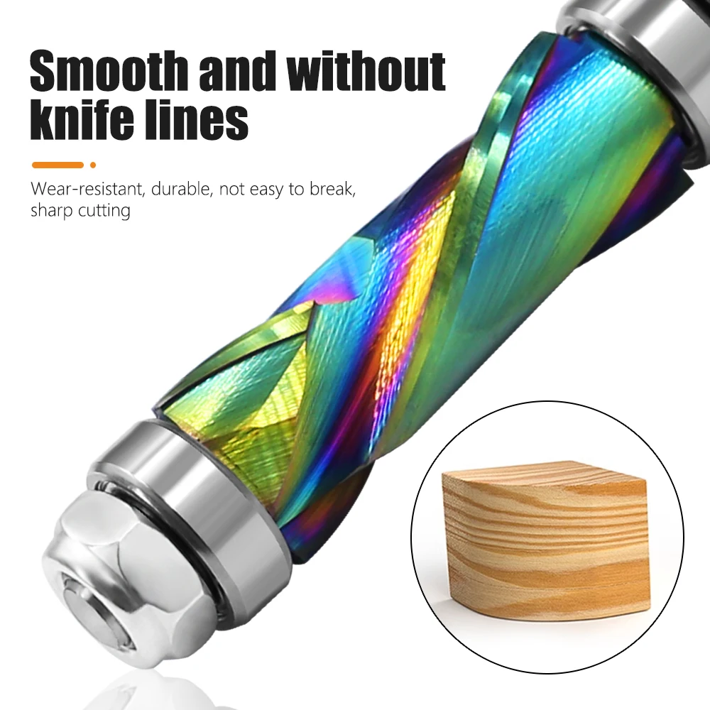 AURWOF 1 pieza 1/4 vástago carburo sólido Nano recubrimiento compresión al ras CNC brocas enrutadoras fresa para carpintería Z07C1325CC