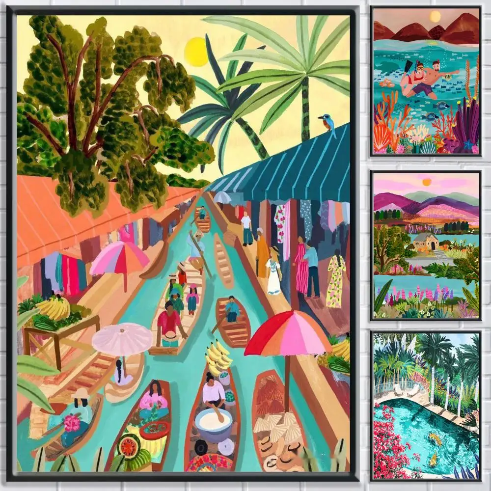 Póster HD de Lake de piscinas azules de Nueva Zelanda, resistente al agua, Ideal para el hogar, oficina, dormitorio, gran regalo