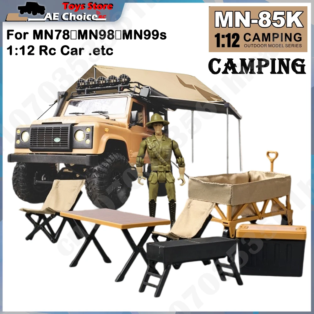 

1/12 RC Car Accessories MN85K Simulation Side Awning Camping Tent Sand Ladder Table Chair Decoration for MN98 MN99S MN128 MN78