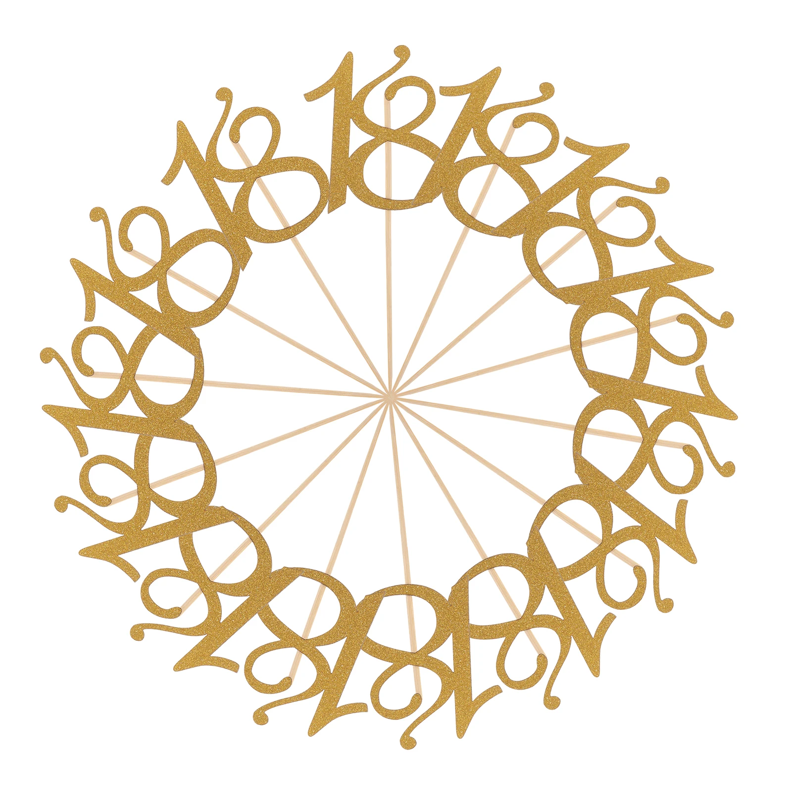 

24pcs Birthday Golden Numbers Picks For Cake Inserts Cake Decoration Dessert Cakes Party Supplies Reusable Safe