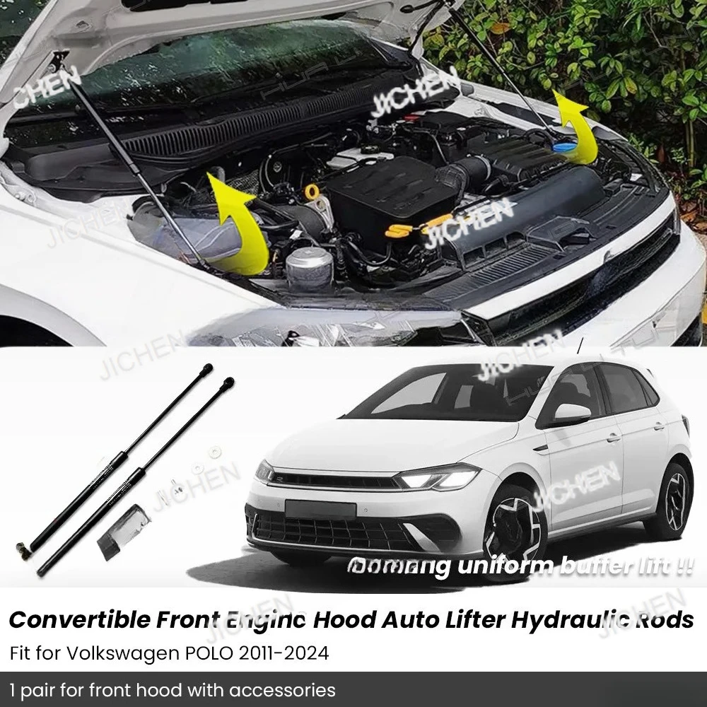 

JC for Volk+swagen Polo 2011-2024 Conversion Front Engine Hood Auto Lift Premium Hydraulic Rods Support Auto Accessories