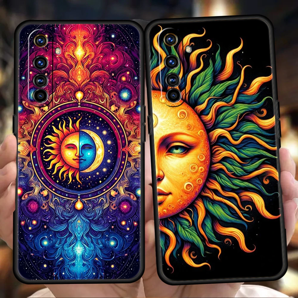 Moon Sun Phone Case For Oppo A3S A15 A17 A31 A95 Find X5 X6 Pro A54 A53 A52 Reno 6 7 8 SE Z Pro 5G Silicone Cover Fundas Capas