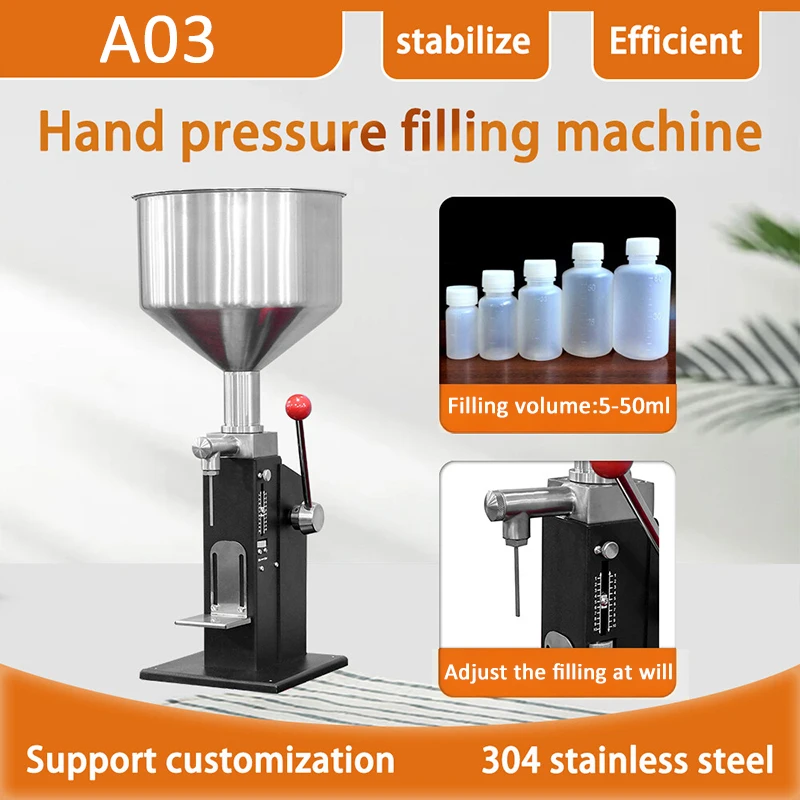 

New A03 Manual Liquid Paste Filling Machine For 5-50ml Water Milk Juice Ketchup Sauce Honey Cream