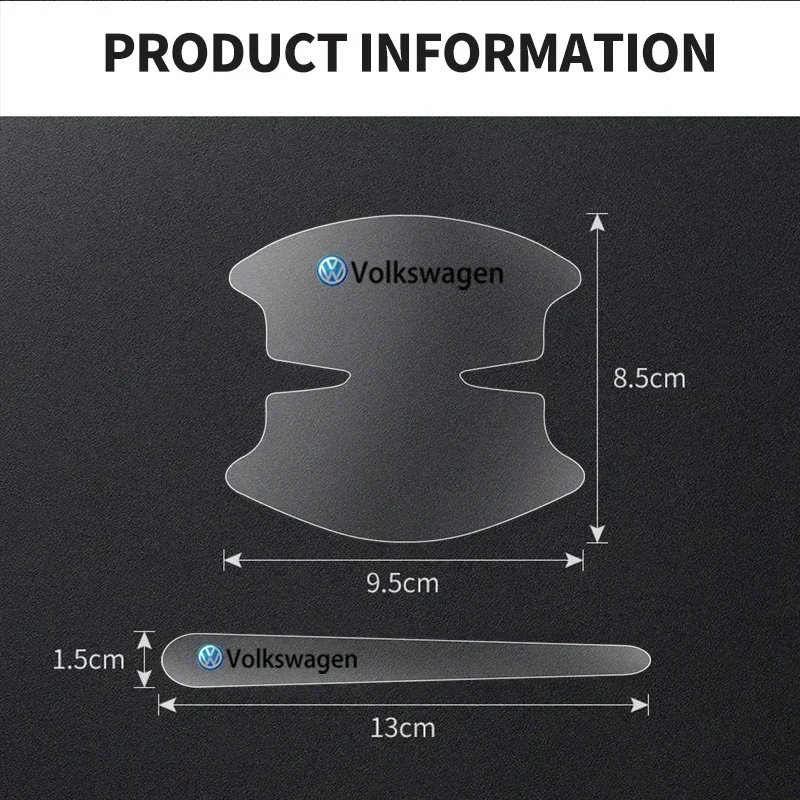 8pcs Transparent Car Door Handle Protector Stickers Protection Film For Volkswagen Tiguan Jetta Polo Golf Passat T-ROC Touareg