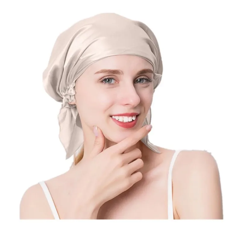 100% Natural Mulberry Silk Night Silk Cap Sleeping Cap Pure Silk Hair Wrap Sleeping Beanie For Women Girl