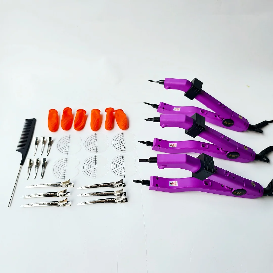 loof-purple-220-degree-heat-hair-connector-temperature-controllable-heat-iron-hair-extension-tools-kit