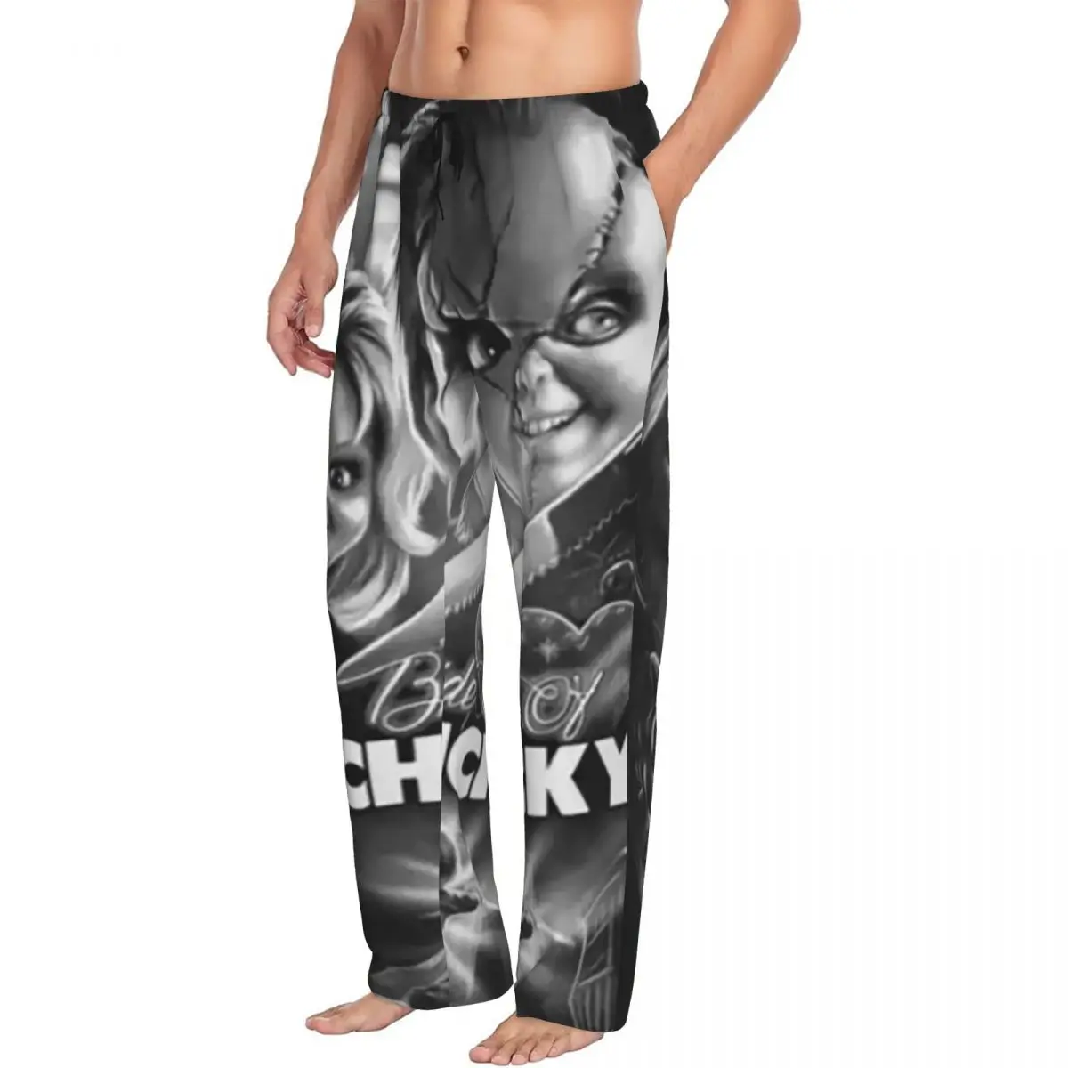 Custom Bride Of Chucky Killer Doll Chucky Pajama Pants Men Sleepwear Sleep Lounge Bottoms with Pockets