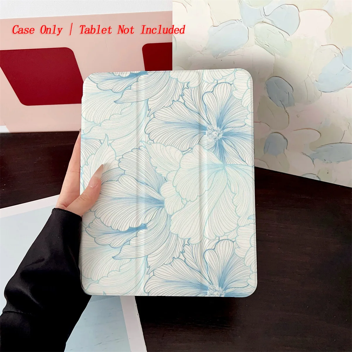 Trendy Fresh Blue Petals & Flower Design iPad Cover For Apple iPad 10th Gen Pro 11 Air 4 Mini 6 Protective Case