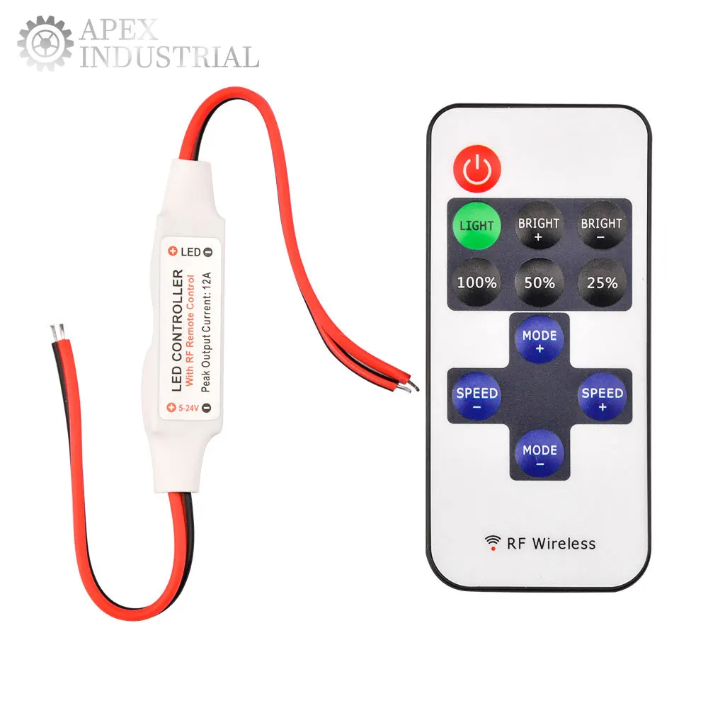 11Keys RF Wireless Led Remote Controller DC5-24V 8 Modes LED Controller RGB Dimmer for LED Light Strip Without Battery