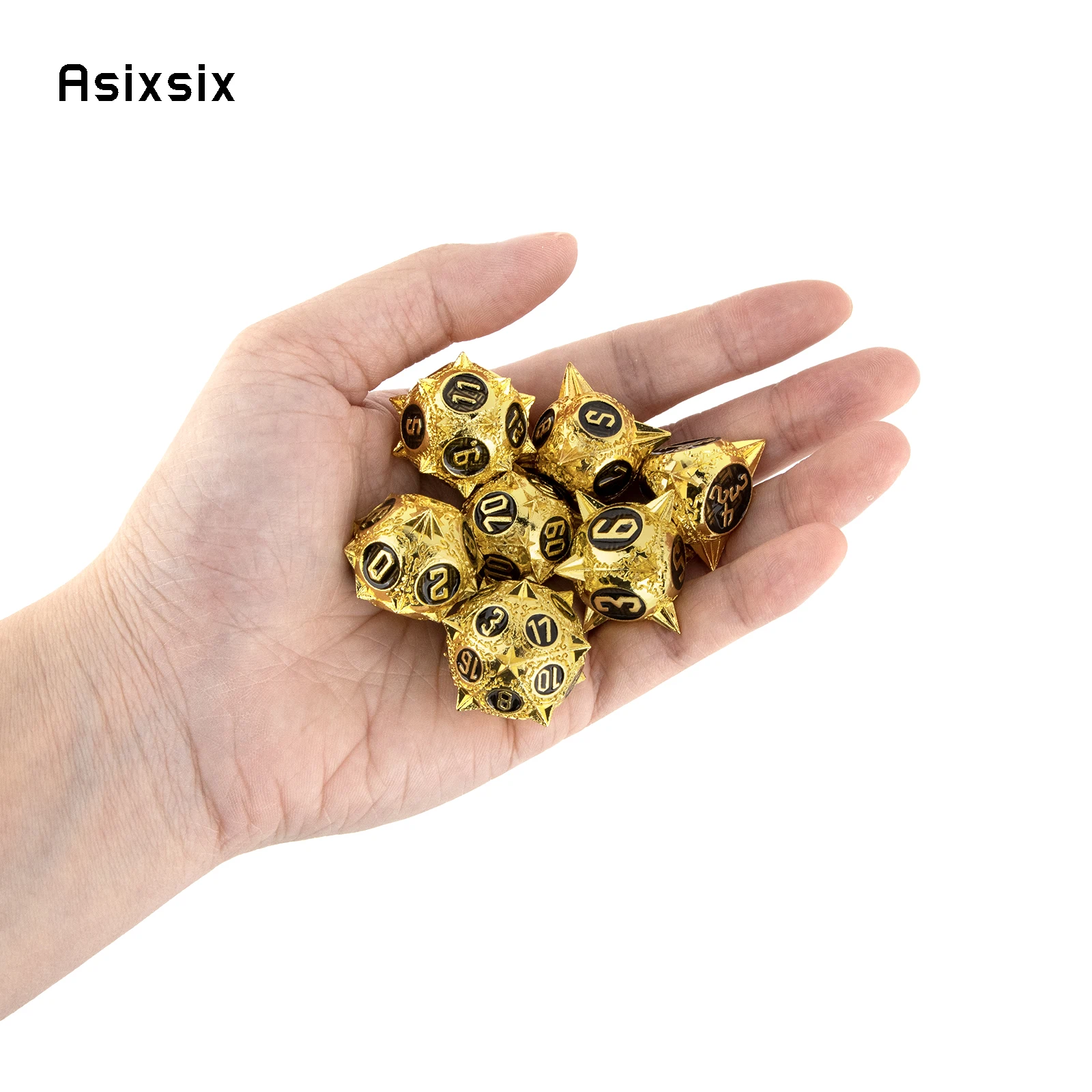 7 Pcs Yellow Black Meteor Hammer Metal Dice Solid Metal Polyhedral Dice Set Suitable for Role-Playing RPG  Board Game Card Game