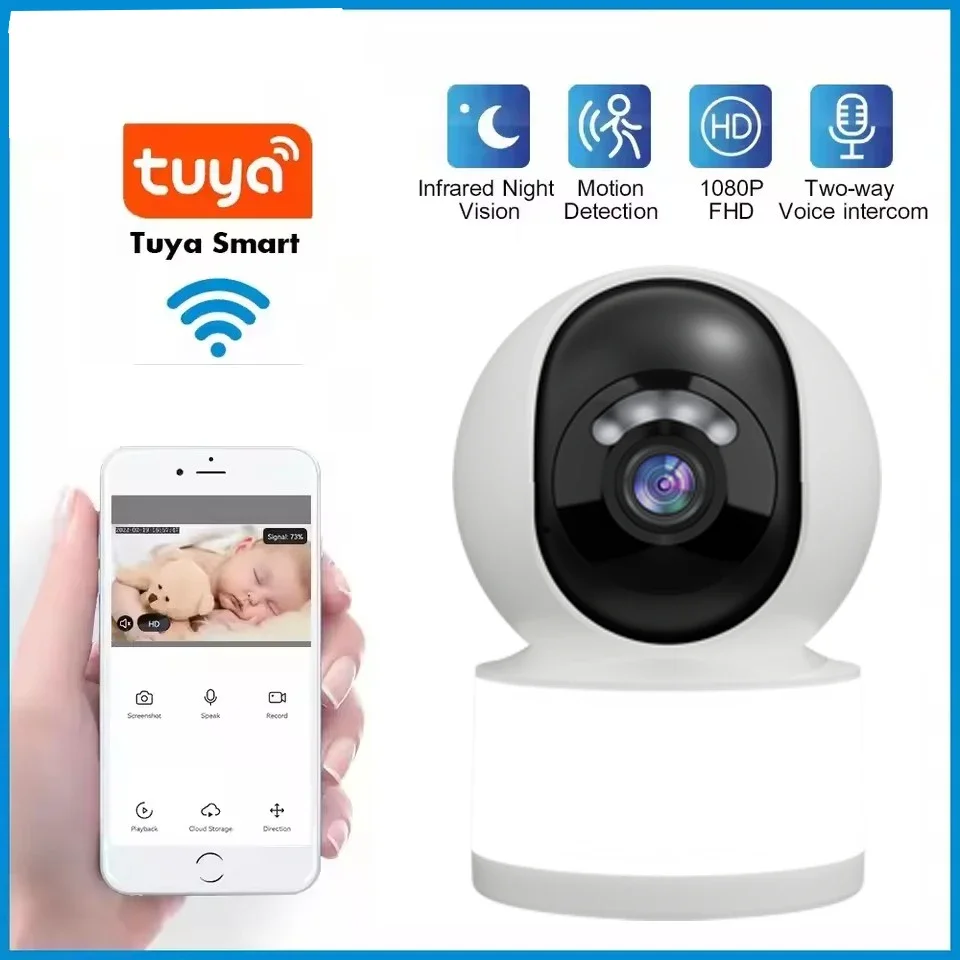 Tuya 3MP  PTZ Camera 2.4G WiFi Indoor Security Baby Camera 340° Pan 2-Way Audio Night Vision Home Security CCTV Baby Pet Monitor