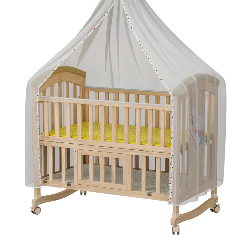 認証済みナチュラルカラーのモダンなニュージーランド産パイン材ホワイトベビーベッド