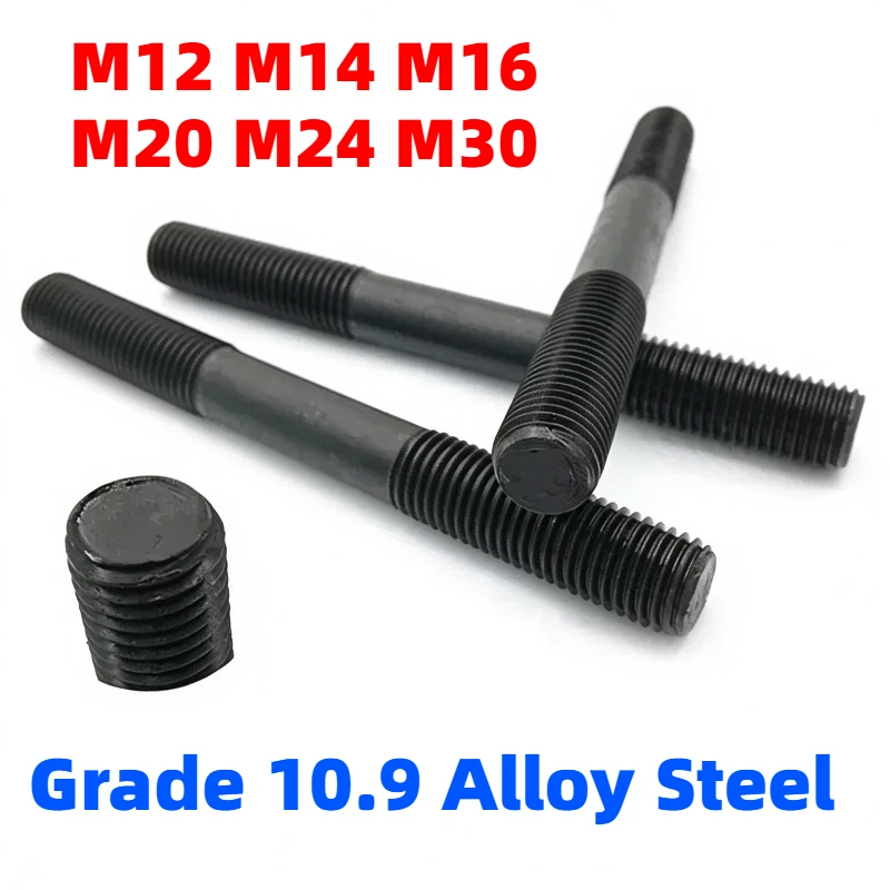 1-5pcs M12 M14 M16 M20 M24 M30 Grade 10.9 Alloy Steel Rod Double Thread Screw Stud Screw Rod Stud Bolt GB901 50mm-300mm