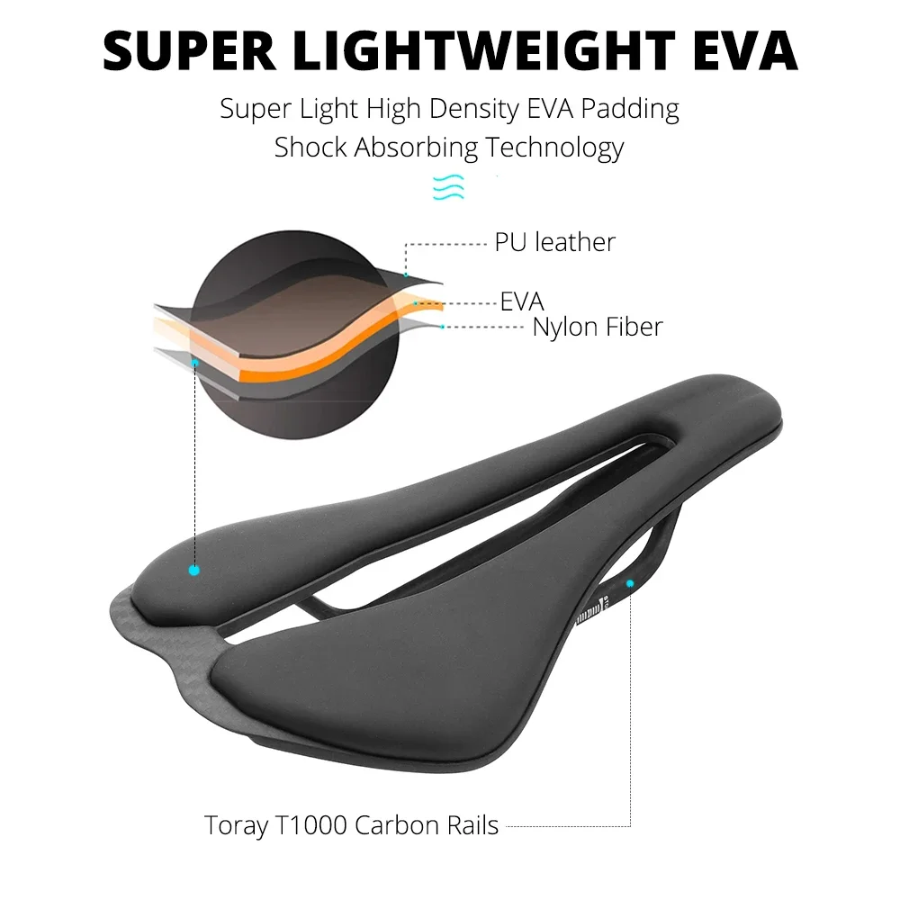 ULLICYC 3D-gedruckter Fahrradsattel, hohl und atmungsaktiv, Vollcarbon-Schale, MTB/Rennrad-Sitz, 136x242mm – Detail 7