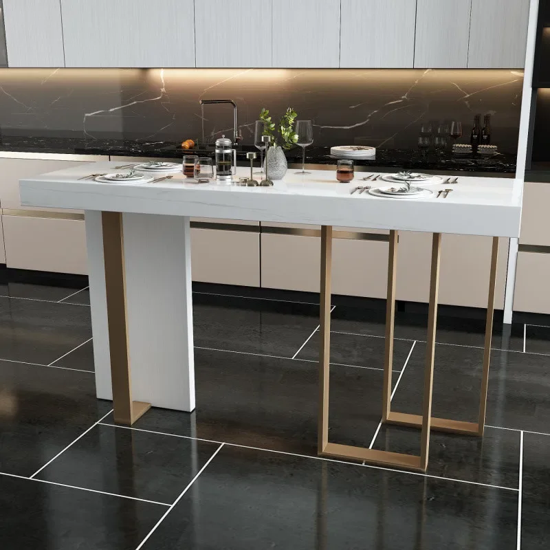 Leichter, luxuriöser Marmor-Stehtisch. Neue Trennwand, rechteckig, einfache Eingangsbar eins