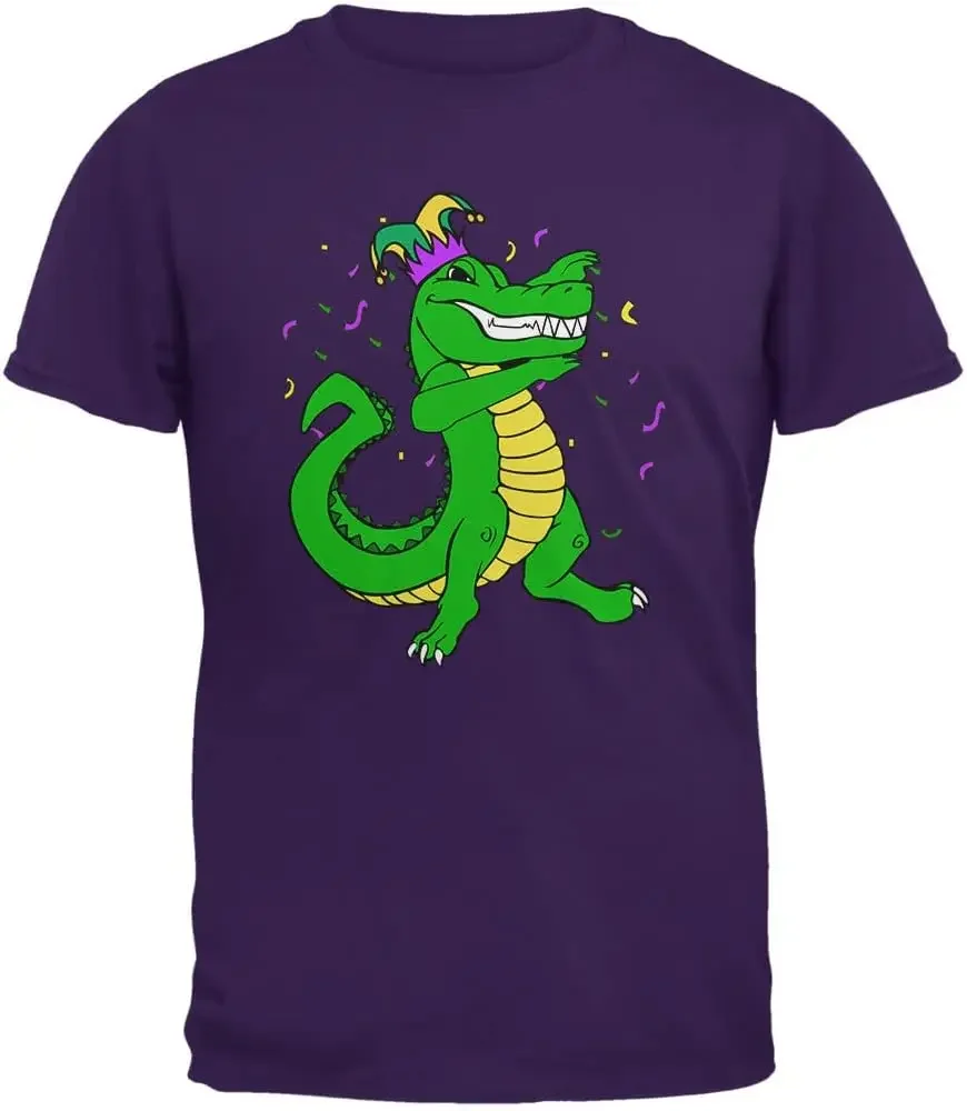 Old Glory Mardi Gras Dabbing Alligator Jester Mens T Shirt Tees High Quality 100%Cotton Short Sleeve