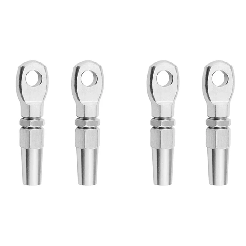 4Pcs Marine Grade 316 Stainless Steel Swageless Eye Terminal Wire Cable Rope DIY Fitting Rigging Hardware Balustrade Kit