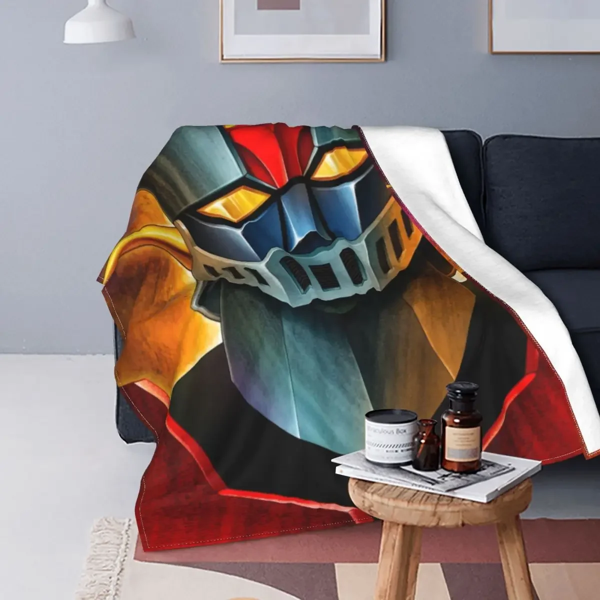 Gundam Goldorak Grendizer Robot Anime Plaid Blankets Coral Fleece Plush Winter Soft Throw Blankets for Sofa Travel Quilt