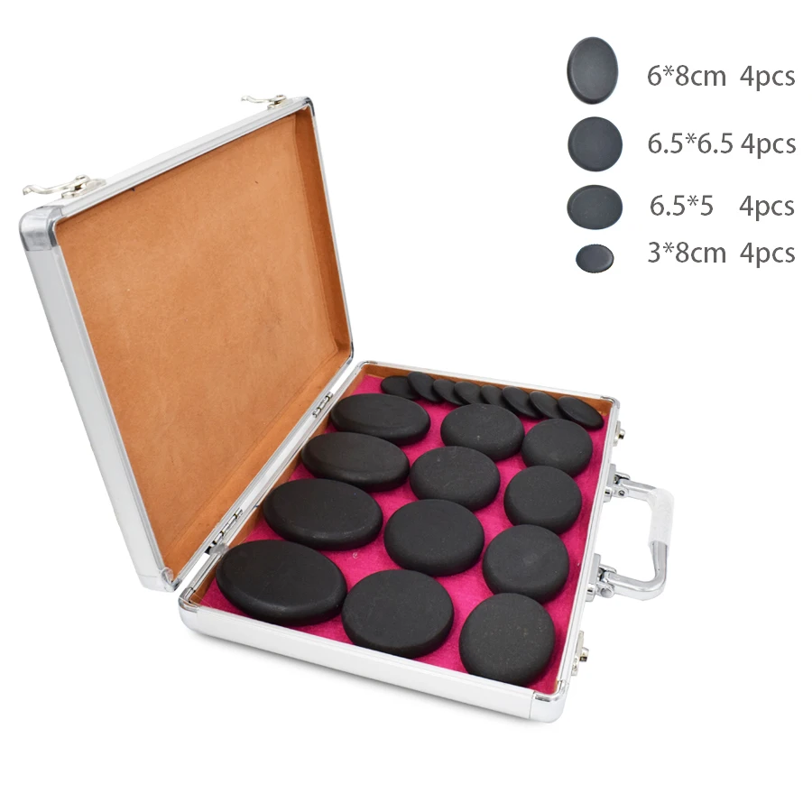 

20pcs/set Massage Hot Stones Massage Lava Natural Stone Set Hot Spa Rock Basalt Stone with Heater Box Four Sizes 220V