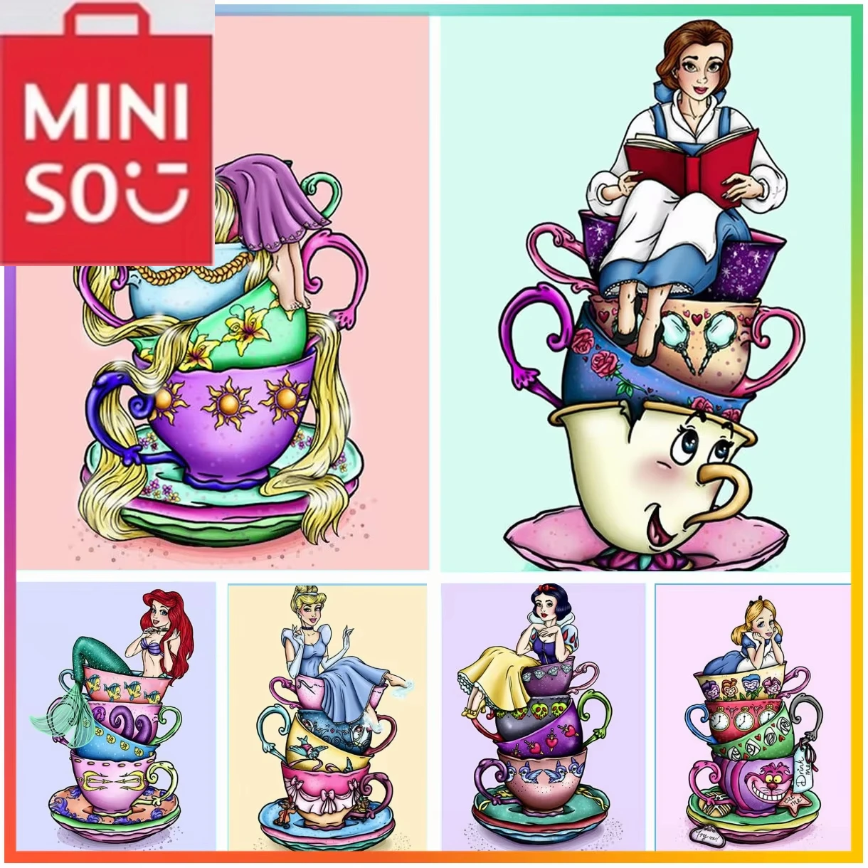 

MINISO Кубок Диснея, принцесса Золушка Ариэль, набор алмазной живописи, вышивка крестиком, мозаика, домашний декор, 5D DIY, искусство, новый подарок для детей