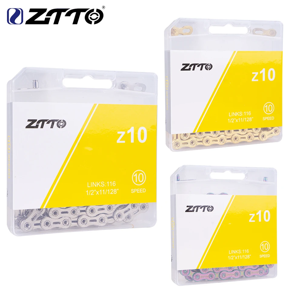 ZTTO MTB Road 10 Speed Bike Chain Silver Gold Rainbow SL SLR 10s Bicycle Power Lock High Quality 116 Links 10v Current