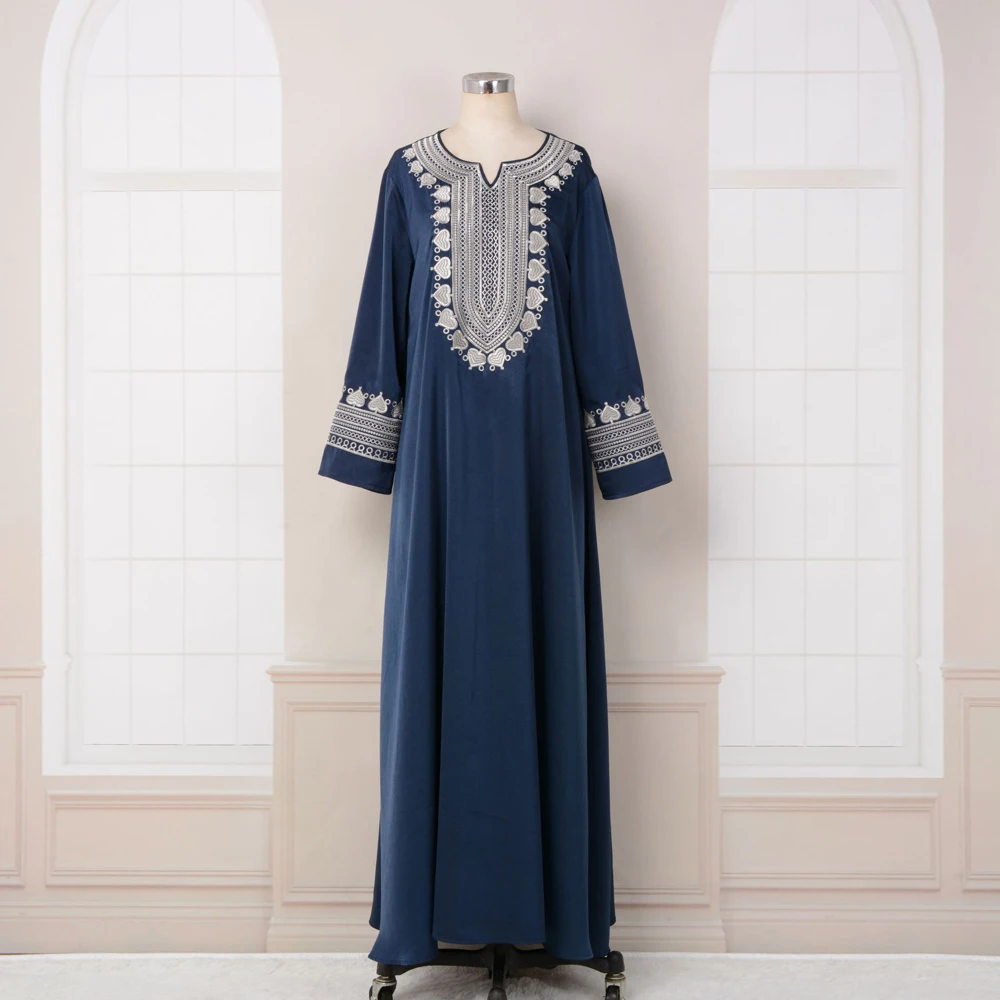 Vestido de fiesta musulmán árabe bordado Eid para mujer Abaya Jalabiya Vestidos largos caftán marroquí Vestidos Dubai Ramadán vestido bata