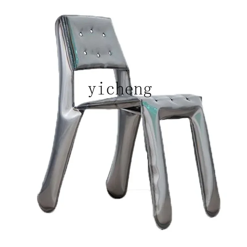 l2 modern stainless steel special-shaped back chair simple casual minimalist art inflatable dining chair