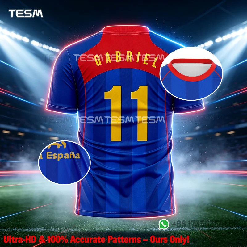 TESM Football Fans T Shirt Quick Dry Breathable Sports Jersey Men Casual Street Short Sleeve Soccer Training
