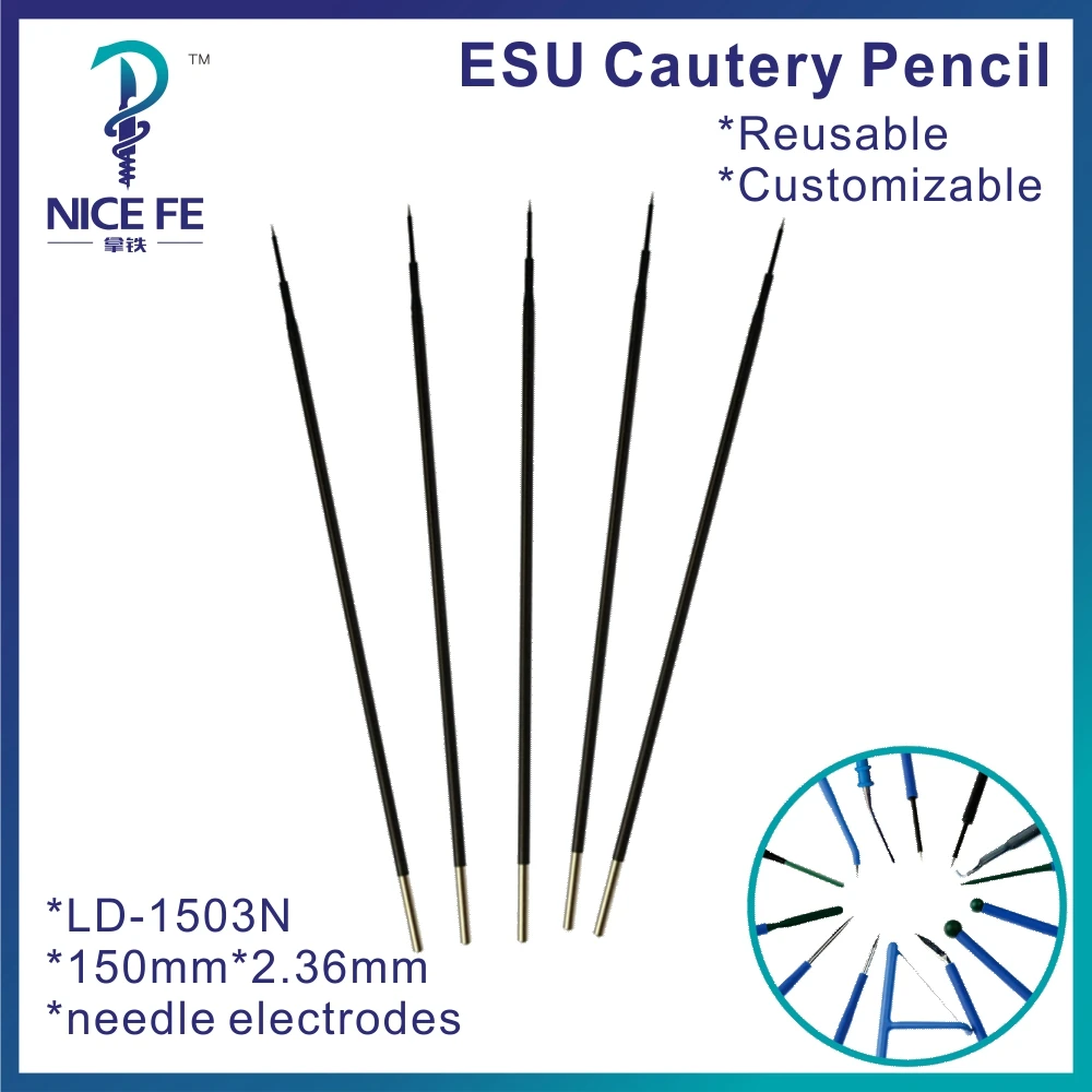 

LD-1503N 5pcs reusable Wholesale Electrosurgical needle electrode esu electro surgical cautery pencil Surgical tools 150*2.36mm