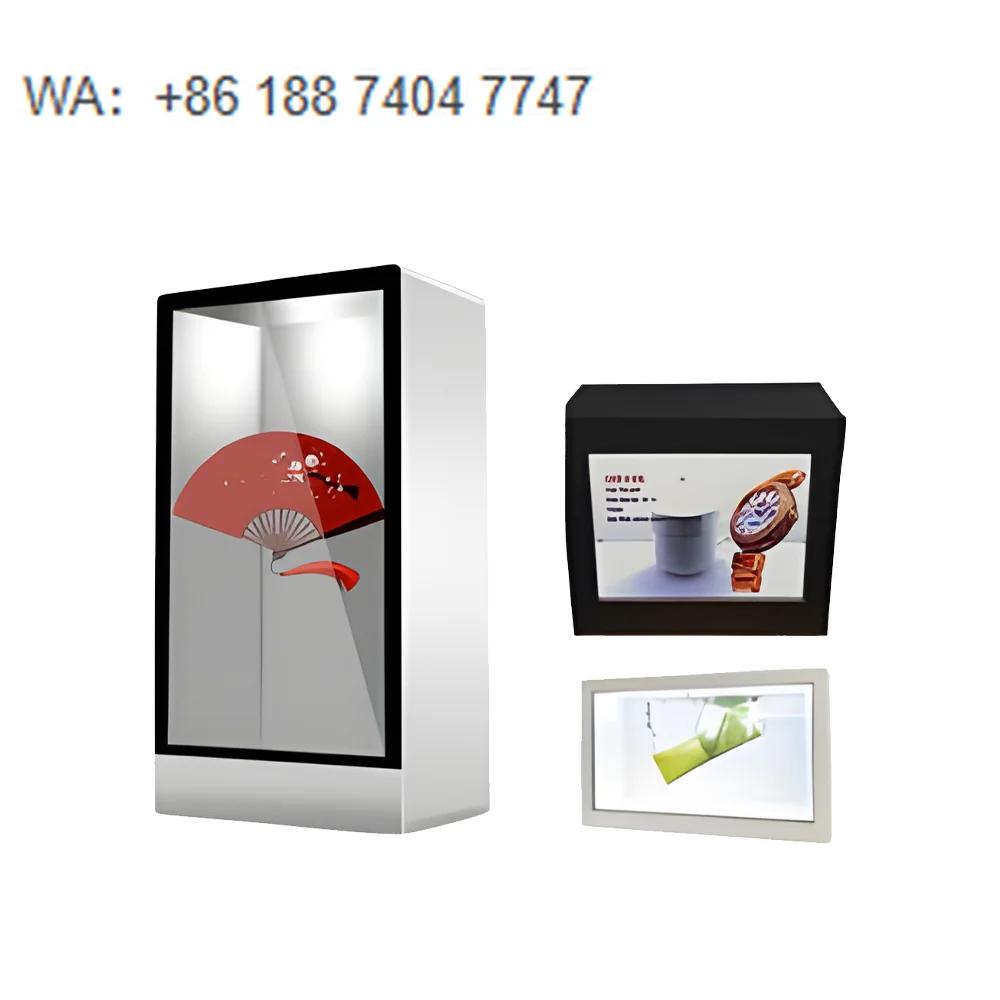 75-Inch Transparent Holographic LCD Touch Screen IP65 3D Display Case Virtual Interactive Digital Advertising Machine 1 Year SDK