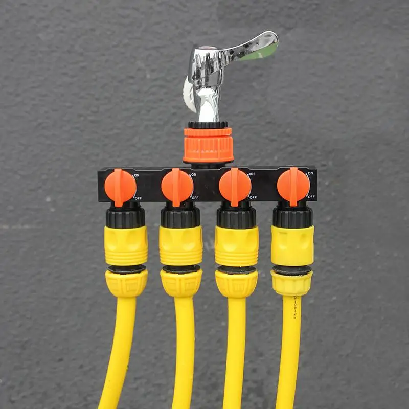 Garden Hose Pipe Splitter 4-Way Faucet Diverter Tap Hose Connector Splitter Four Independent Switches For Home Lawn Irrigation