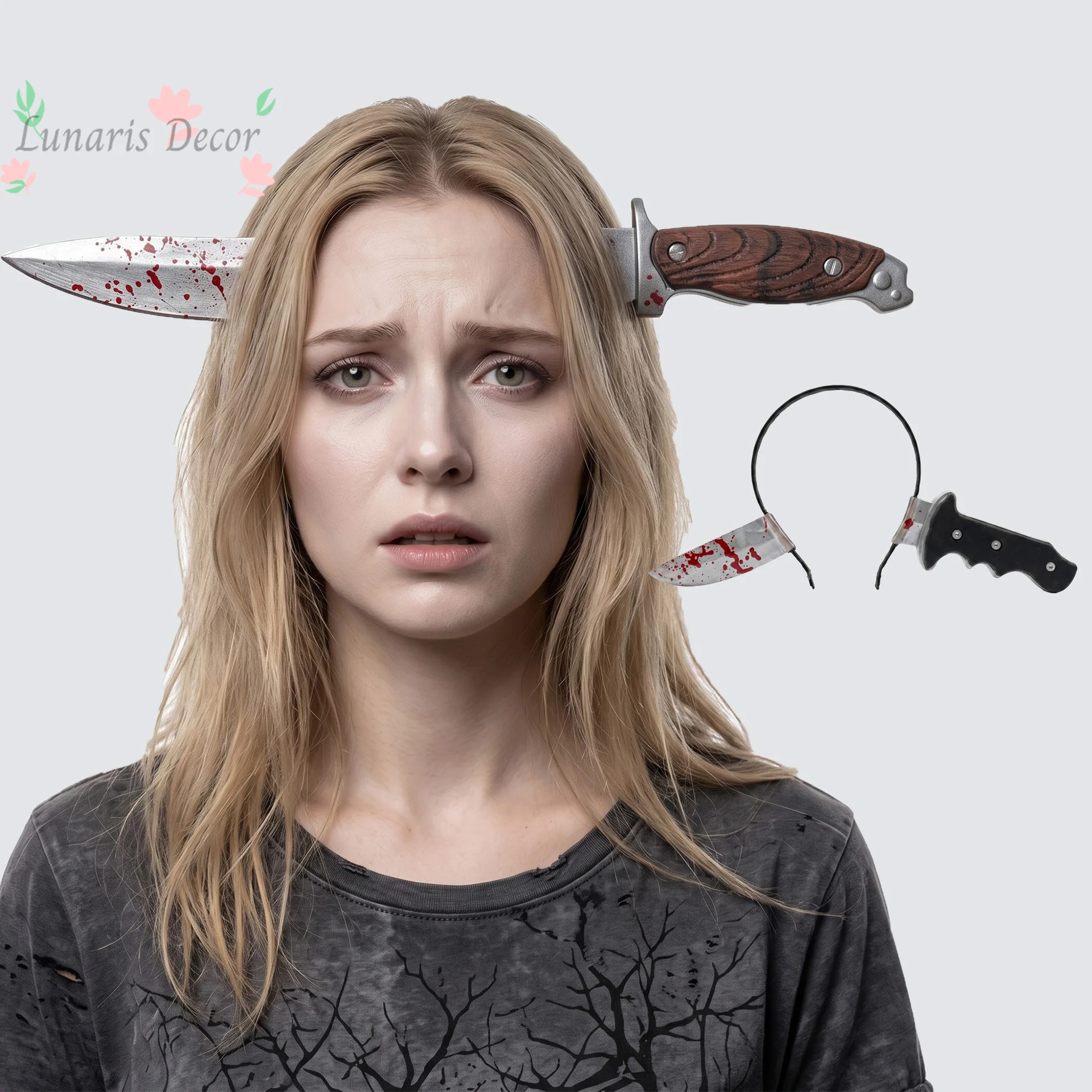 

10pcsHeadband Headband Decorative Supplies Ghost Festival Simulation Piercing Head Sharp Knife Kitchen Knife Head Buckle