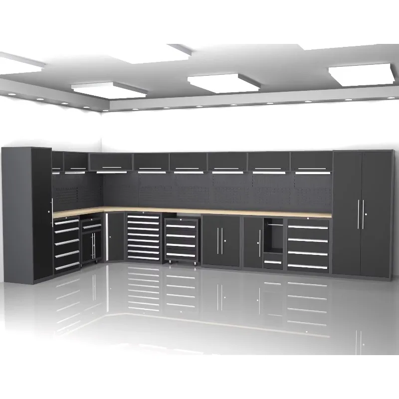 Workshop Stationary Garage Storage Tool Box Toolbox Worktable Work Bench With Hooks Plate Board Heavy Duty Steel Cabinet OEM