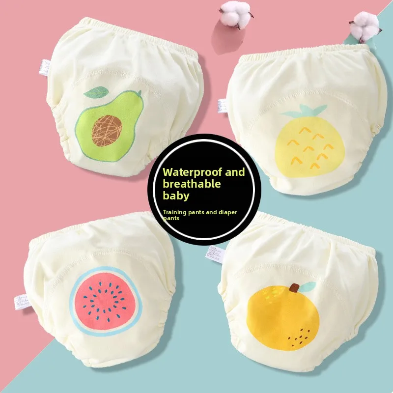 

Детские тренировочные трусики с шестью слоями марли для предотвращения боковых протеканий, из чистого хлопка, дышащие и моющиеся.