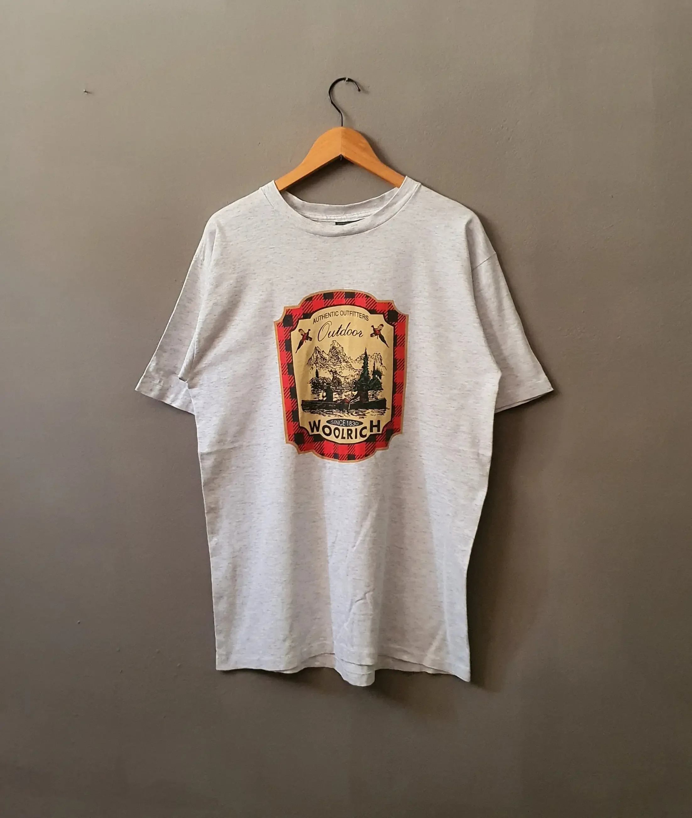 Camiseta vintage de los años 90 de WOOLRICH Outdoor Outfitters, talla grande, marca de moda americana de los años 90, ropa de calle clásica, hecha en EE. UU.