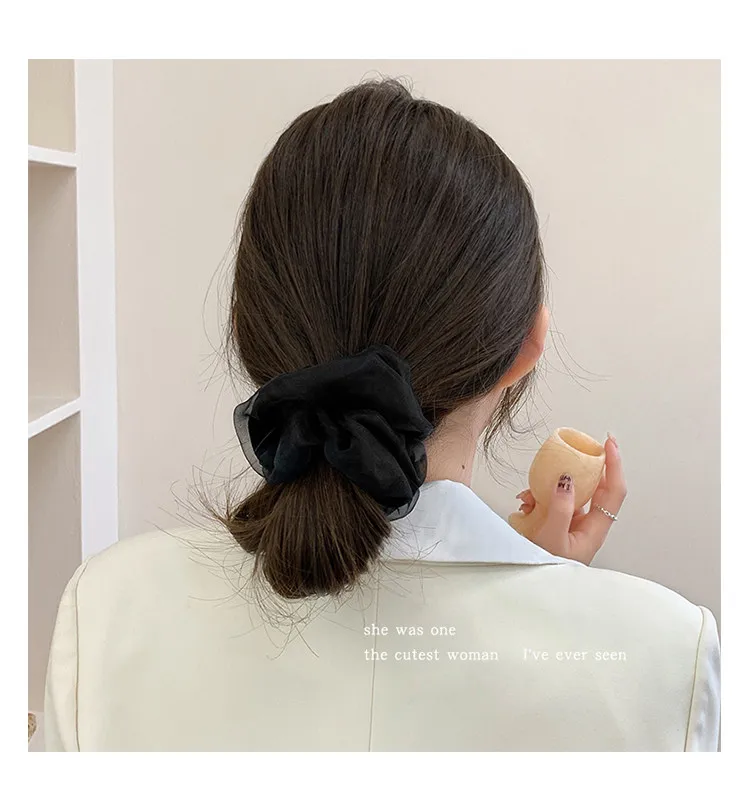 Einfarbiges Netzgarn-Haarband im Mori-Stil, Elegantes Vielseitiges Haargummi mit Volumen-Effekt – Detail 4