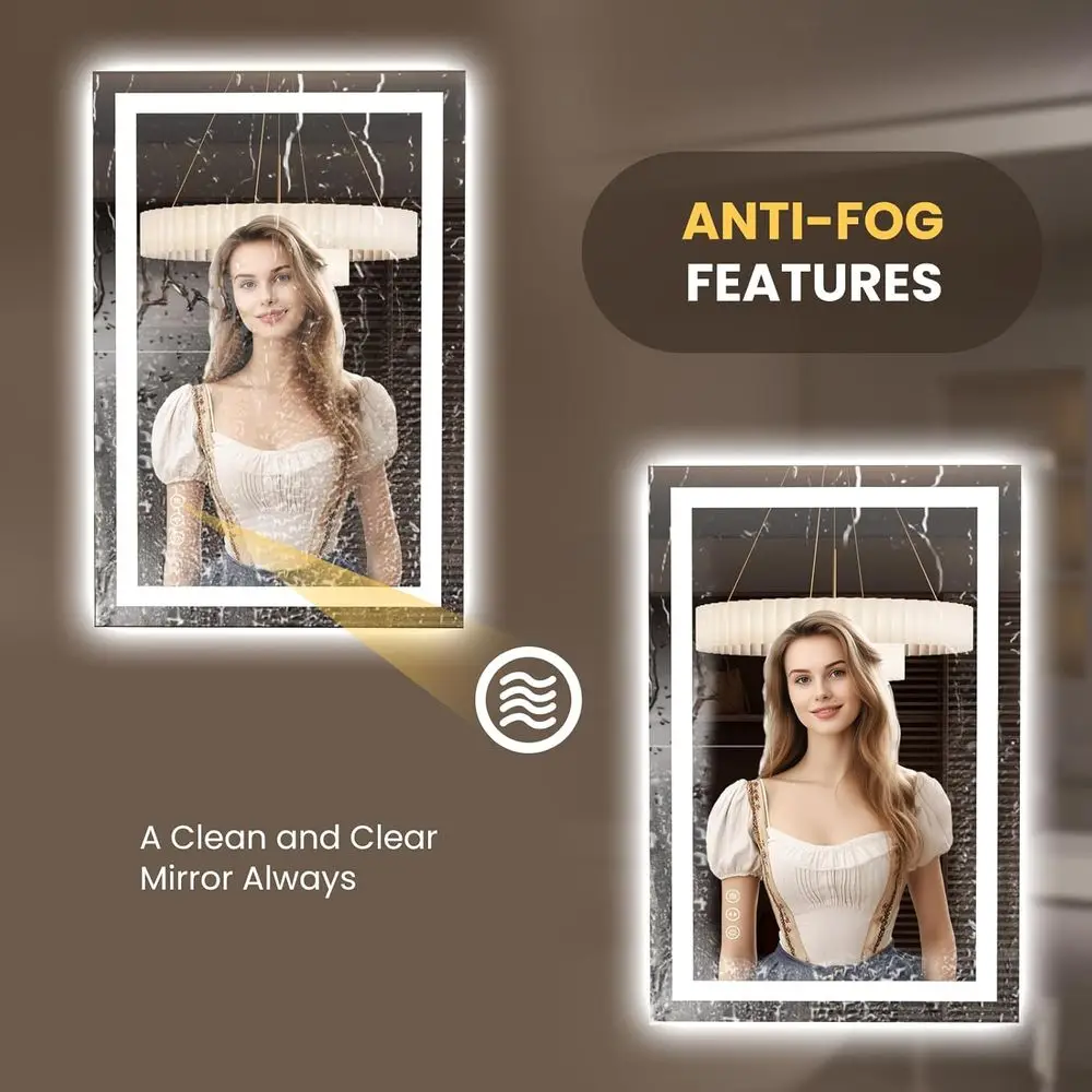 Espejo iluminado LED regulable, antiniebla, función de memoria, fácil instalación, reflejo claro para baño