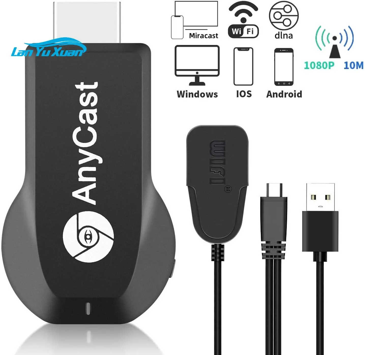 DTECH AnyCast M9 M100 Plus 1080P HD Wireless Mirroring Screen Windows Miracast for Smartphone Tablet hdmi Wifi Display TV Dongle