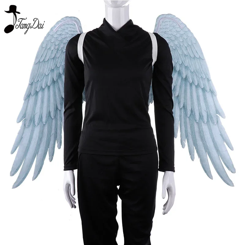 High Quality Pu Foam Soft Angel Wings Adult Women Cosplay Costume Black and White Asas De Anjo Alas De Angel Wings