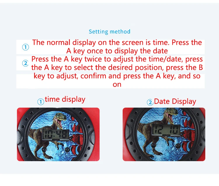 1Pc 3D Dinosaur Projection Electronic Watch for Kids - Fun Luminous Toy and Kindergarten Gift