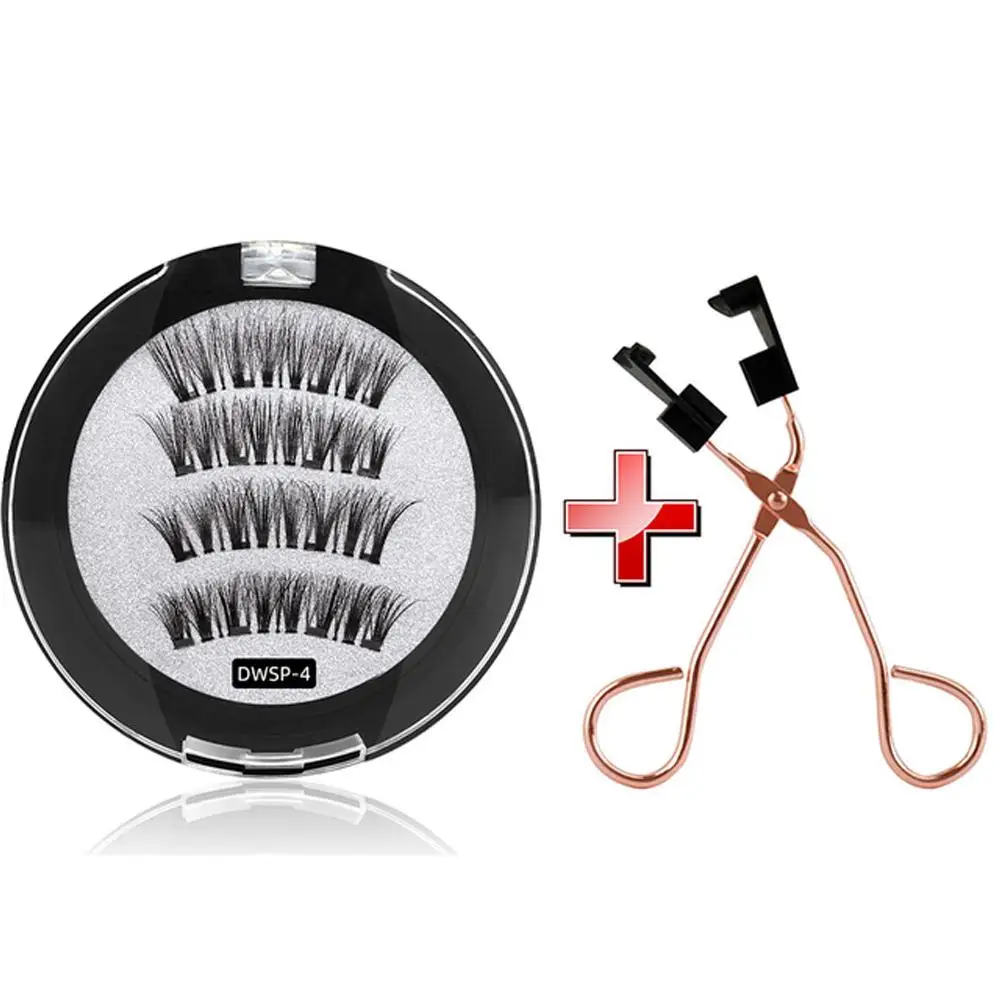 Reusable Magnetic False Eyelashes With Eyelash Curler Eye Magnets Makeup 3D Tools 4 Fake Extension Self-adhesive Eyelash W2S6