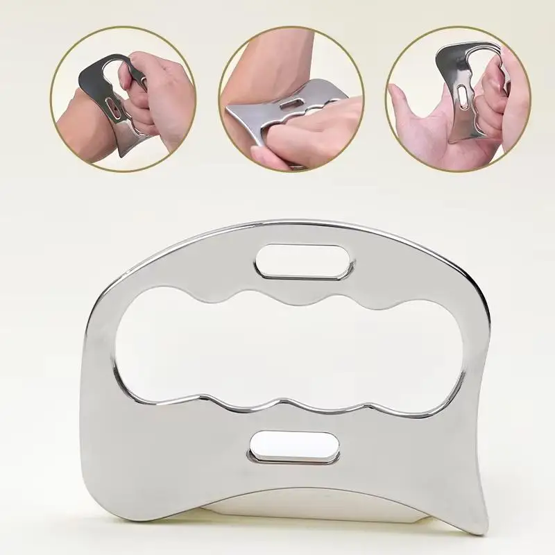 Stainless Steel Fascia Gua Sha Board,Facial Beauty Full Body Meridian Relaxation Tool,Portable Manual Massage Wellness Tool