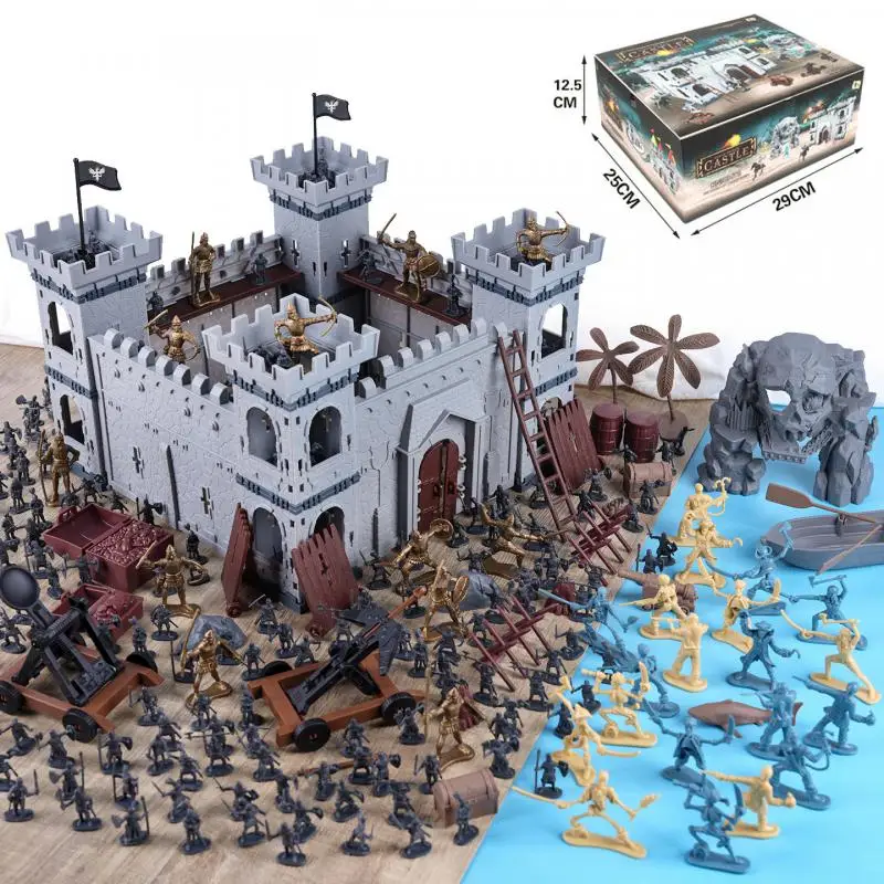 Simulation Castle Medieval Mercenary Stronghold Military Sand Table Soldier Assembly Model Sand table Scene Ornaments