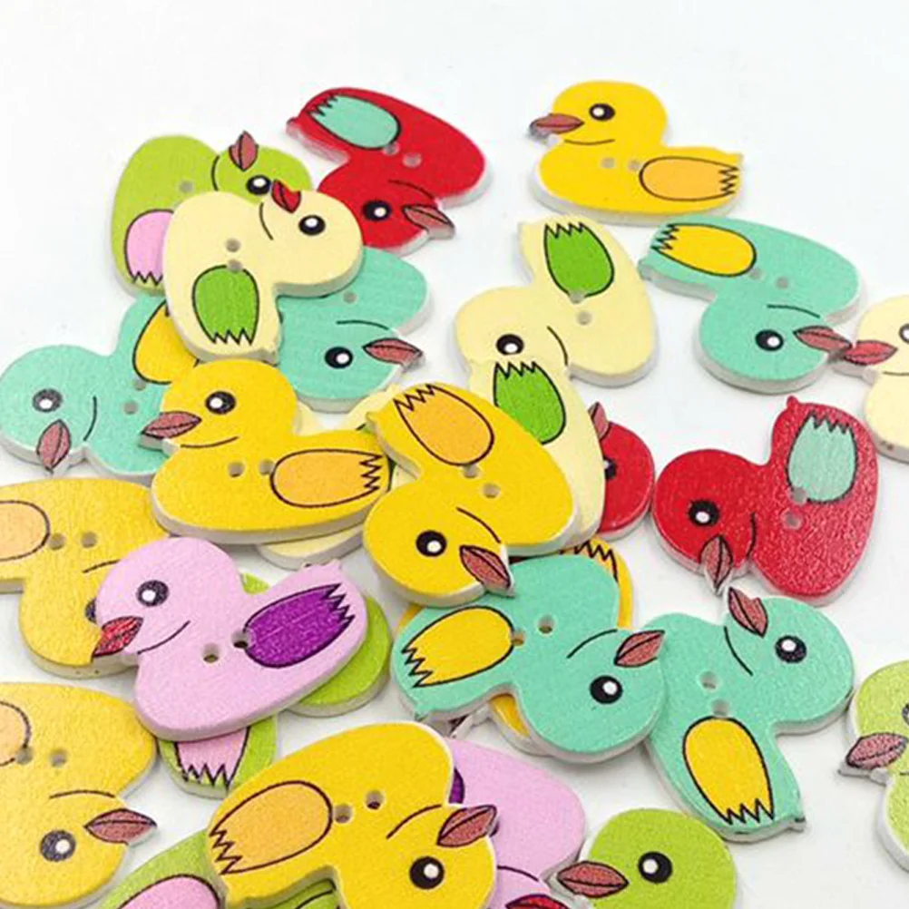 

50Pcs Wooden Buttons Mixed Color Animal Prints DIY Craft Sewing Knitting Scrapbook Assorted Pattern Snaps Wood Buttons