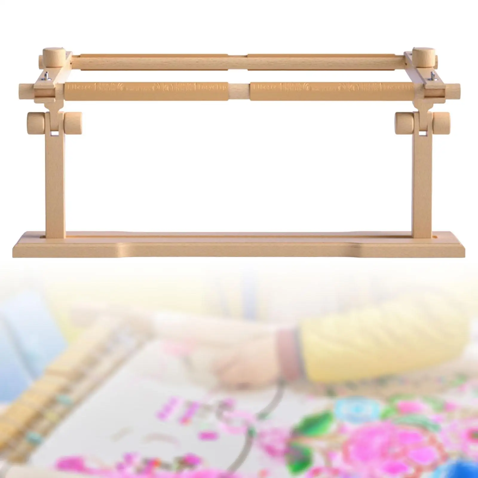 

Beech Wood Embroidery Frame Adjustable Tabletop Cross Stitch Stand for Sewing Accessories Quilting Display